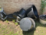 Flower pots and fish pond