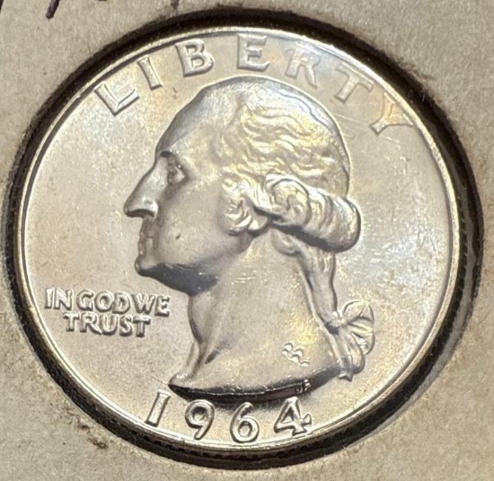 1964 D Silver Washington Quarter - Brilliant Uncirculated!