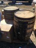 Four Wooden Wine Barrels- Two Open From The Top