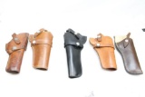 Five leather holsters