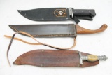 3 large sheath knives