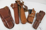5 brown leather holsters