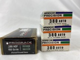 Three full boxes of Armscor Precision practice ammo and one full box of prograde ammo