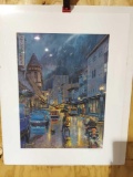 Print Rainy Night in the City by Herb Bonnet