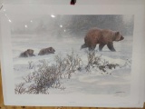 Print Keeping Pace Grizzly with Cubs by John Seerey-Lester