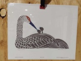 Print Crane with Young by Rie Munoz