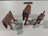 3 wood carved animals