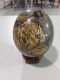Rhino painted Ostrich egg w/stand