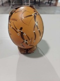 Tribal painted Ostrich egg w/stand