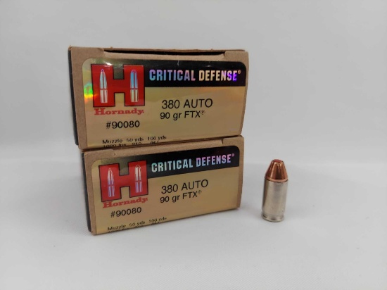 Hornady Critical Defense .380 Auto 90GR FTX 25 rounds x2