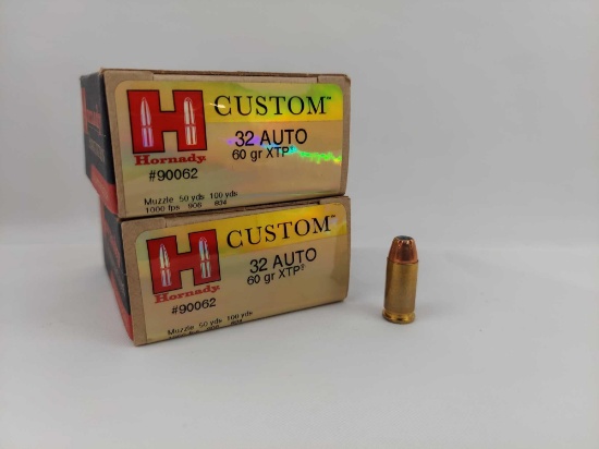 Hornady Custom .32 Auto 60GR XTP 25 rounds x2