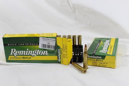 Two boxes of Remington 50 gr. 220 Swift ammunition. Count 40. New.
