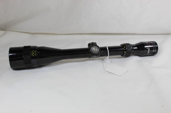 One Tasco 4-12x40 rifle scope with parallax adjustment. Used with no adjustment covers.In good