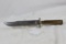 One steel file Arkansas Toothpick knife with 20mm brass cannon case. 9 1/2