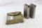 One US WWII green canvas double magazine pouch. Has two metal 30 Carbine magazines with ammo. Used.