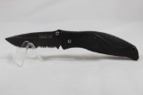 One Hershaw belt clip folding hunter. Used in good condition.