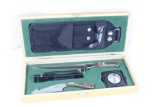 One NWTF presentation wood box with nylon sheath with two laminated wood handled knives one filet