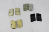 Four sets of Mother of Pearl small automatic pistol grip panels. Used.