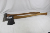 Two hickory handled axes. Used in good condition.