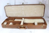 One hard take-down rifle/shotgun two barrel carrying case, with two keys and three brass snap close