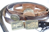 Six leather belts, with buckles. Size 44.