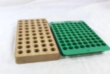 Two reloading trays. One green RCBS and one wood. Used in good condition.