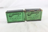 Two boxes of 30 cal Sierra bullets. One 105 gr Spitzer and 150 gr Spitzer. Count 200.