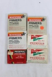 Six trays of primers. Two Remington 1 1/2 small pistol, one Federal small pistol and 3 Winchester,