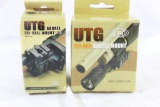 Two UTG Tri-rail barrel mounts. One just a 3 rail mount and one 3 rail and flashlight holder. New in
