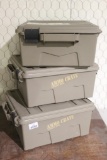 Three MTM light brown Ammo Crate/ utility box. Like new.