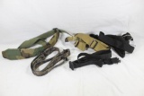 Five nylon rifle slings, new and one see through rifle scope covers, used.