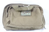 One Tan zippered canvas range bag with leather shoulder strap. Like new.