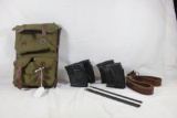 Romanian PSL-54 four ammo pouches with leather strap and cleaning rod and four 7.62 x54R PSL