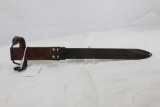 One M95 metal and leather rifle bayonet scabbard only. Used.