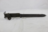 One M95 metal and leather rifle bayonet scabbard only. Used.