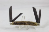 One Robe Klaas recurved stag antlered four bladed pocket knife. Like new.
