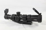 One AIM 1.5-4 x 40 REd dot tactical rifle scope with tactical elevation, windage knobs and Butler