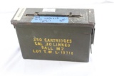 One green 30 round ammo box with 13 M1 garand clips, each with 8 rounds of 30-06 FMJ. Count 104.
