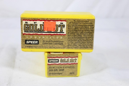 Two boxes of Speer Gold Dot 50 AE 325 gr UHP. New, count 40.