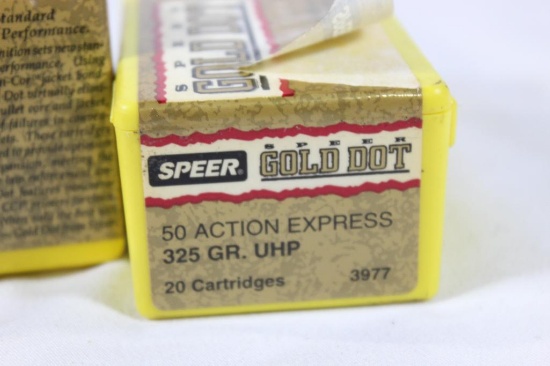 Two boxes of Speer Gold Dot 50 AE 325 gr UHP. New, count 40.