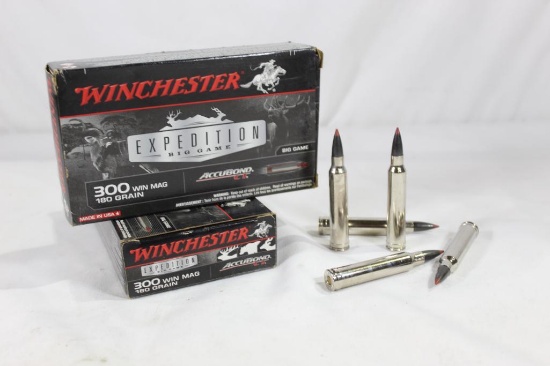 Two boxes of Winchester Expedition Big Game 300 Win Mag 180 gr Accubond. New count 41