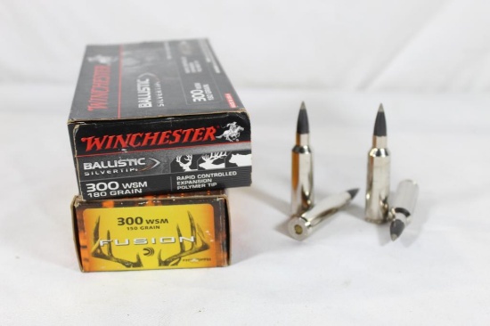 One box of Winchester 300 WSM 180 gr Ballistic SilverTip, count 20 and one partial box of Federal