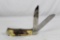 Large Moore Maker trapper with 3.75 inch blades. Model 6206LL. Main blade has liner lock. Stag