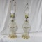 Two decorative crystal end table lamps with shades. In very nice condition.