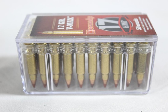 One brick, 500 rounds, of Hornady .17 HMR with 17 GR. V-Max.