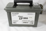 One green ammo can with 45 Auto 230 gr FMJ. New, count 200.