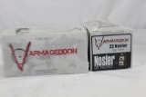 Two boxes of Nosler Varmageddon 22 Nosler 62 gr FBHP. New, count 100.