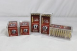 Five boxes of Hornady 17 HMR 17 gr V-Max. New, count 250.