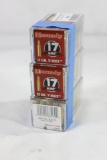Three boxes of Hornady 17 HMR 17 gr V-Max. New, count 150.