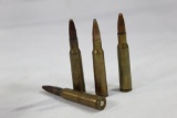 Four factory plastic racks of mixed head stamp 7mm Mauser. Count 38.